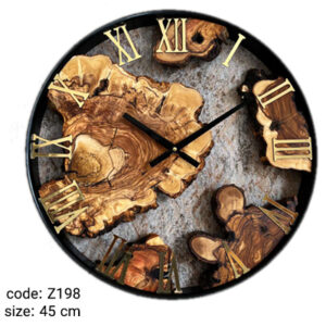ساعت چوبی روستیک چوب زیتون