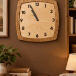 ساعت دیواری مربع صفحه چوب سایز 70