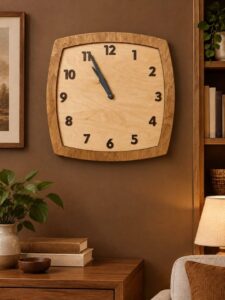 ساعت دیواری مربع صفحه چوبی سایز 70