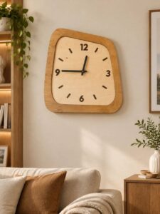 ساعت دیواری دفرمه صفحه چوبی سایز 60