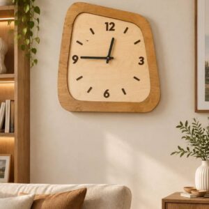 ساعت دیواری دفرمه صفحه چوبی سایز 60