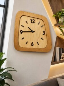 ساعت دیواری دفرمه صفحه چوبی سایز 70
