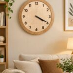 ساعت دیواری گرد صفحه چوبی سایز 60