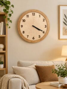 ساعت دیواری گرد صفحه چوبی سایز 60