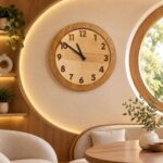ساعت دیواری گرد صفحه چوبی سایز 70